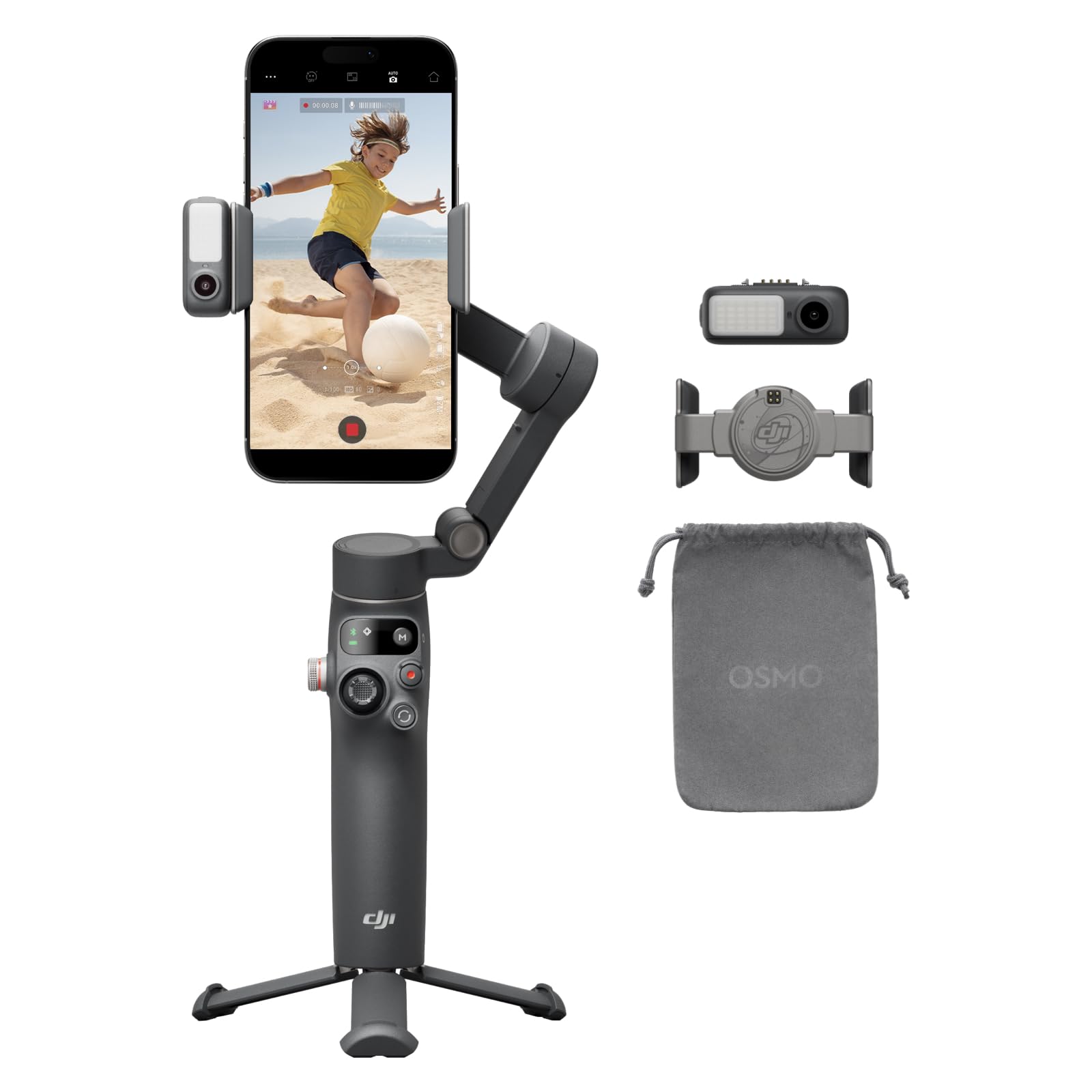 DJI Osmo Mobile 7 Gimbal Stabilizer for iPhone, Android, Built-in Tripod, Ultra-Light, Comfortable Grip, 3-Axis Phone Gimbal, ActiveTrack 7.0, ShotGuides, One-Tap Edit, 10hrs Use, Phone Charging