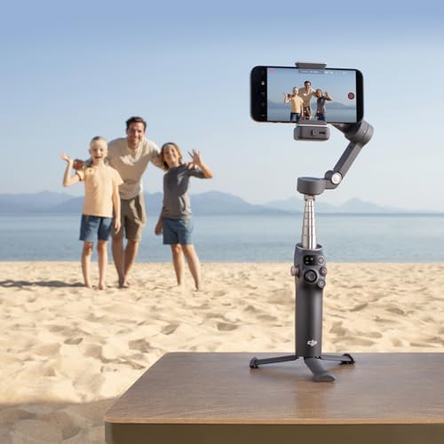 DJI Osmo Mobile 7 Gimbal Stabilizer for iPhone, Android, Built-in Tripod, Ultra-Light, Comfortable Grip, 3-Axis Phone Gimbal, ActiveTrack 7.0, ShotGuides, One-Tap Edit, 10hrs Use, Phone Charging