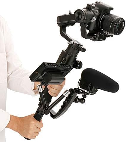 DH03 Handheld Gimbal Grip with Cold Shoe for Mounting Monitors, Microphones, LED Light etc Compatible with DJI Ronin-S, Ronin SC 2, Zhiyun Weebill LAB, Crane 2, Plus, Moza Air Mini Dual Grip