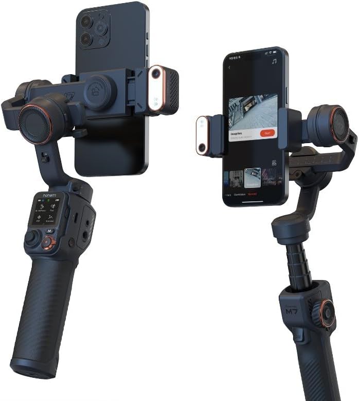 Hohem iSteady M7 Gimbal Stabilizer for iPhone,3-Axis Gimbal for Smartphone w/AI Tracking,Detachable Remote,Extendable Pole,Magnetic Light,Phone Stabilizer for Video Recording - Hohem M6 Kit Upgrade