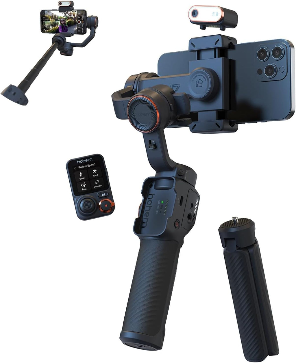 Hohem iSteady M7 Gimbal Stabilizer for iPhone,3-Axis Gimbal for Smartphone w/AI Tracking,Detachable Remote,Extendable Pole,Magnetic Light,Phone Stabilizer for Video Recording - Hohem M6 Kit Upgrade