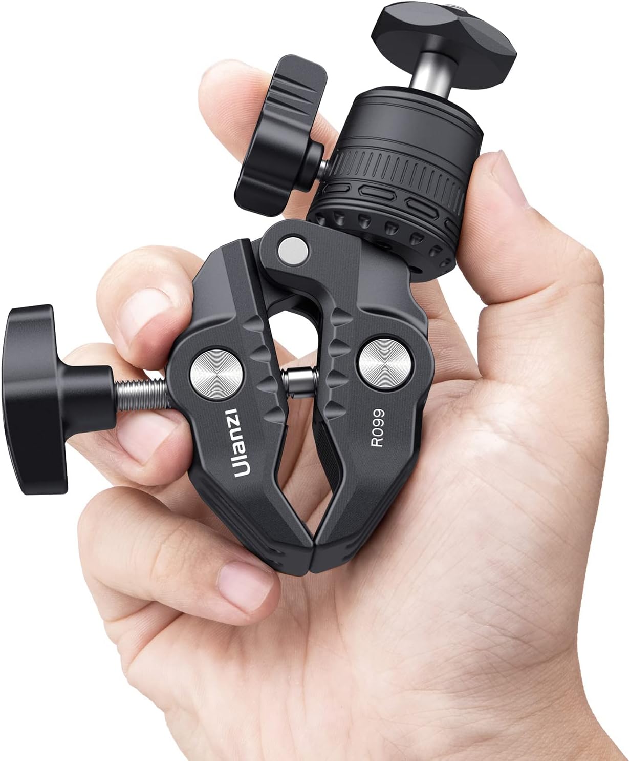 ULANZI R099 Super Clamp Camera Mount with 360° Ballhead for Bike/Bicycle/Motorcycle Handlebar Pole Tripod Tube Crossbar Gimbal Rods Mount for Insta360/GoPro/AKASO/DJI/Phone/DSLR/Light/Monitor