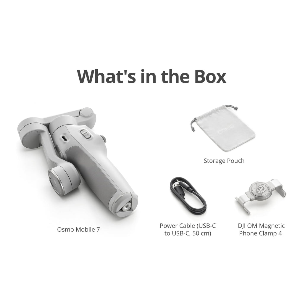 DJI Osmo Mobile 7 Gimbal Stabilizer for iPhone, Android, Built-in Tripod, Ultra-Light, Comfortable Grip, 3-Axis Phone Gimbal, ActiveTrack 7.0, ShotGuides, One-Tap Edit, 10hrs Use, Phone Charging
