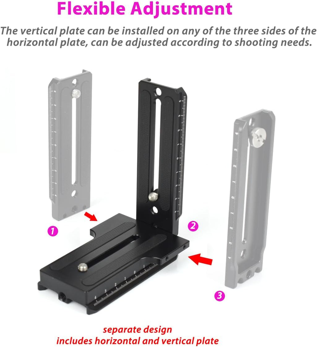L Bracket Vertical Mount Quick Release Plate for DJI Ronin RSC2 / RS2/ RS3 / S, Zhiyun Weebill S Gimbal, DSLR Camera, Tripod, Monopod