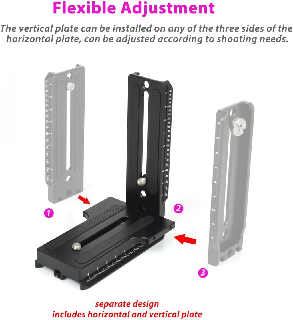 L Bracket Vertical Mount Quick Release Plate for DJI Ronin RSC2 / RS2/ RS3 / S, Zhiyun Weebill S Gimbal, DSLR Camera, Tripod, Monopod