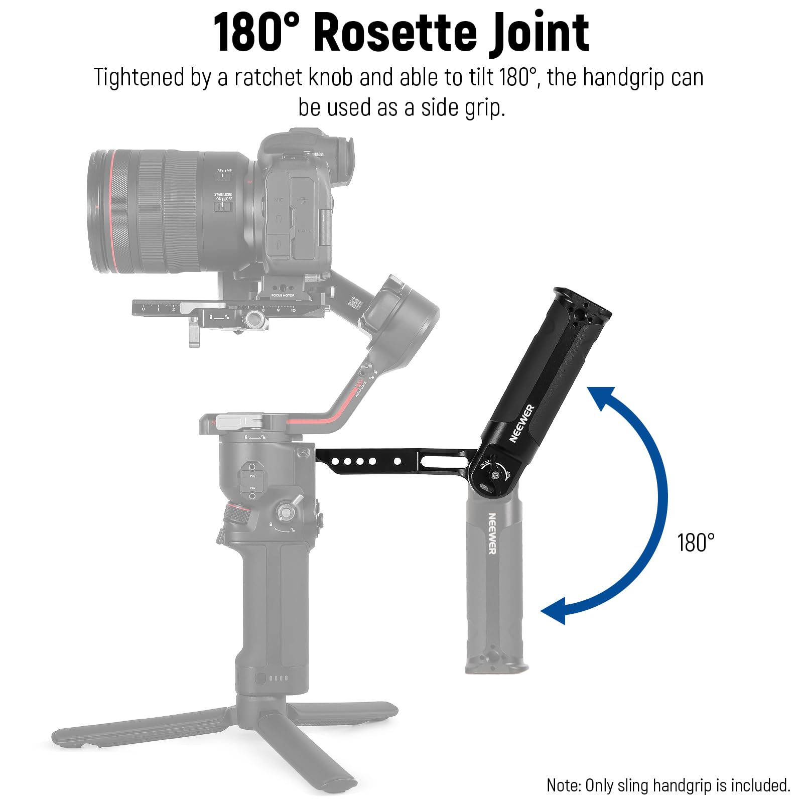 NEEWER Adjustable Sling Handle Grip Compatible with DJI Ronin RS4 RS3 Mini RS 3 Pro RS 2 RSC 2 Gimbal Stabilizer for Low Angle Shot, Max Load 13.2lb, ST49
