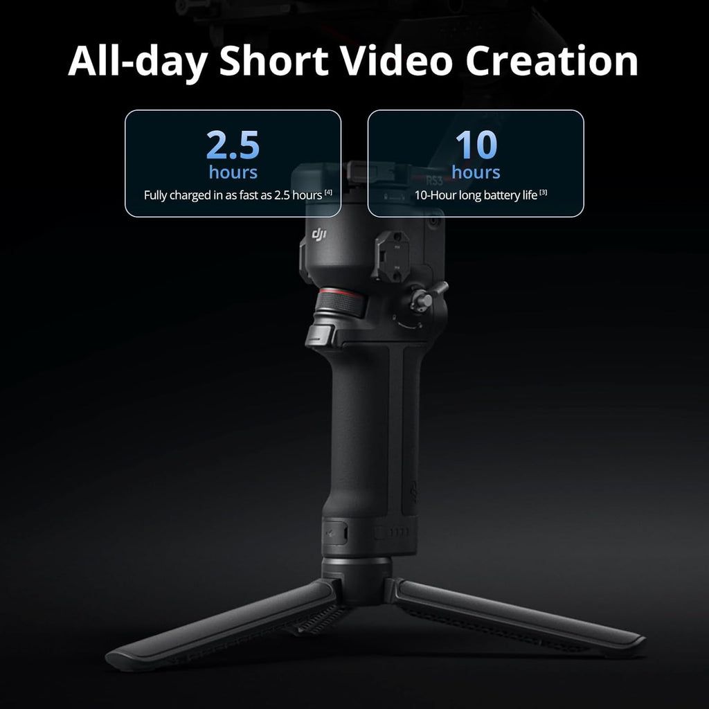 DJI RS 3 Mini, 3-Axis Gimbal Stabilizer for Cameras Canon/Sony/Panasonic/Nikon/Fujifilm, 2 kg (4.4 lbs) Tested Payload, Camera Stabilizer, Camera Gimbal with Native Vertical Shooting