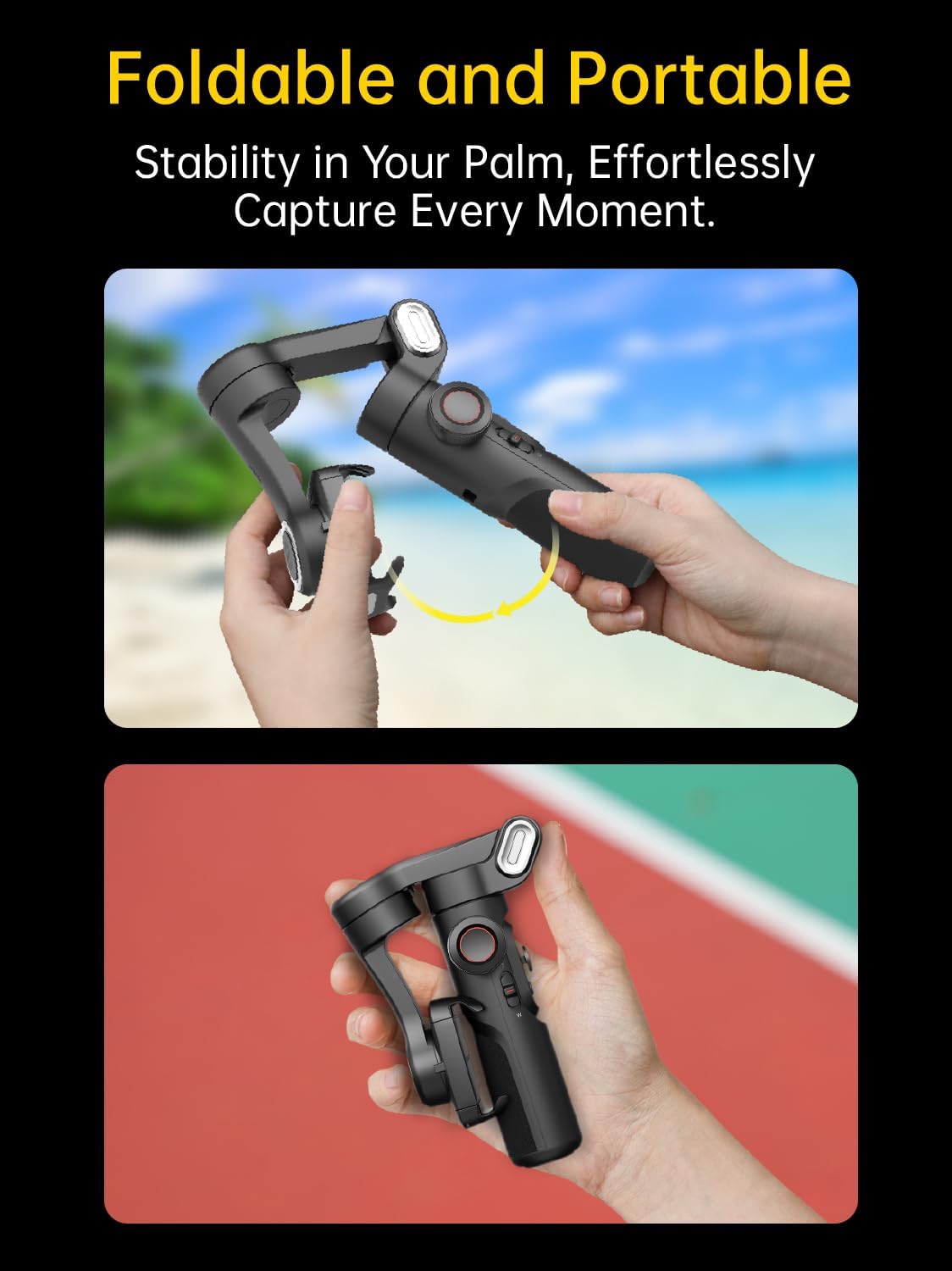 3-Axis Gimbal Stabilizer for Smartphone with RGB Magnetic Fill Light Upgraded Face Tracking Focus Wheel Foldable iPhone Gimbal for iPhone/Android Phone Stabilizer Vlog Recording Smart XE Kit