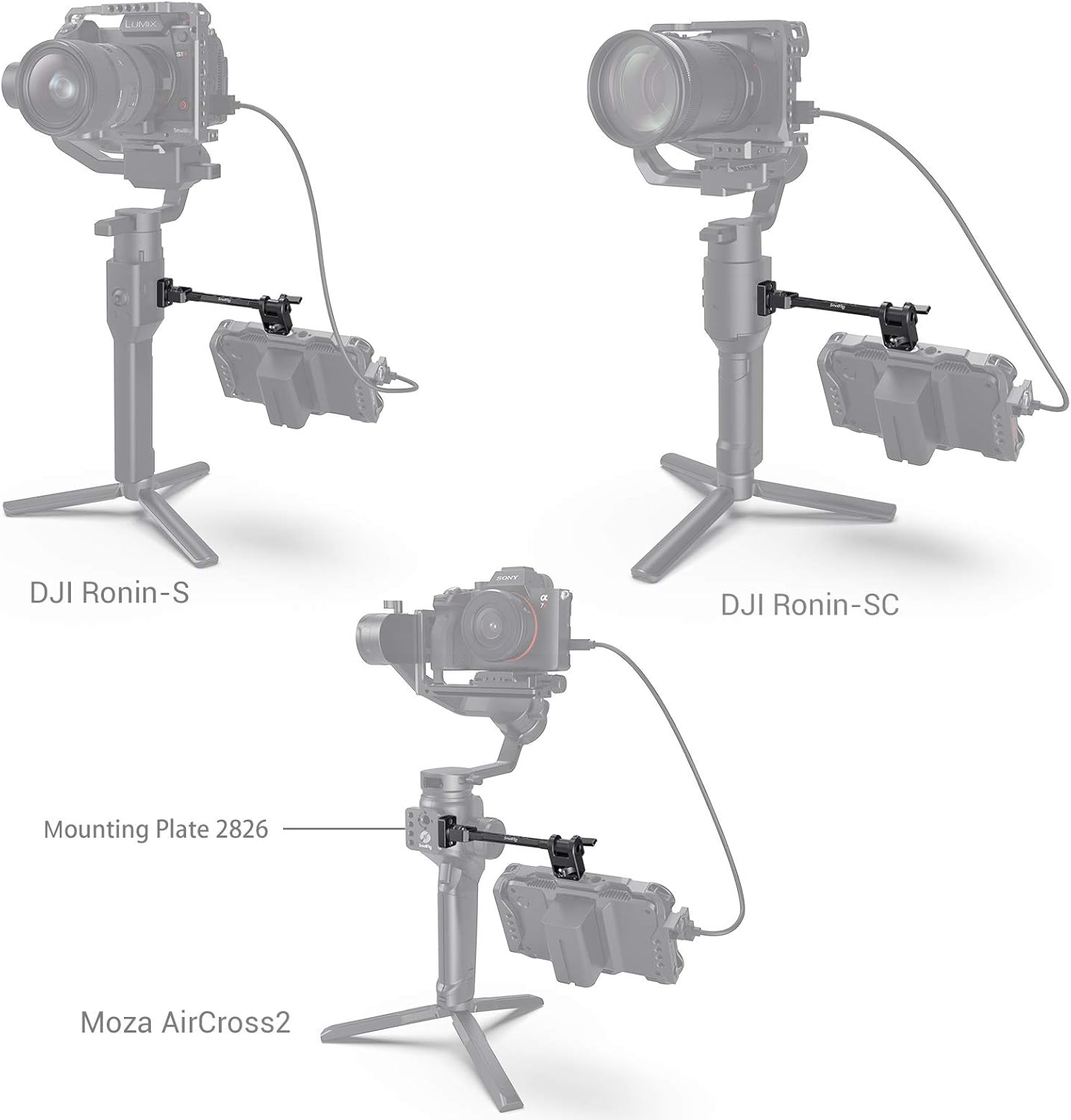 SMALLRIG Adjustable Camera Monitor Mount for DJI Ronin-S/Ronin-SC & ZHIYUN Crane 2S/Crane 3/3S/WEEBILL-S & MOZA AirCross 2 Gimbals - 2889