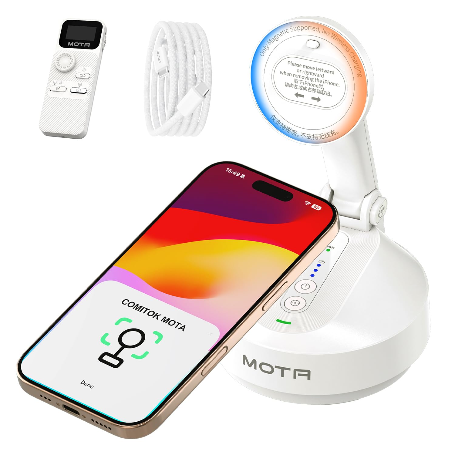MOTA Gimbal Stabilizer Only for iPhone, [Apple MFi Certified] Phone Gimbal for Recording with Megnetic Holder for Desk, 360 Degree Auto Tracking Gimbal for Vlog, YouTube and Tiktok