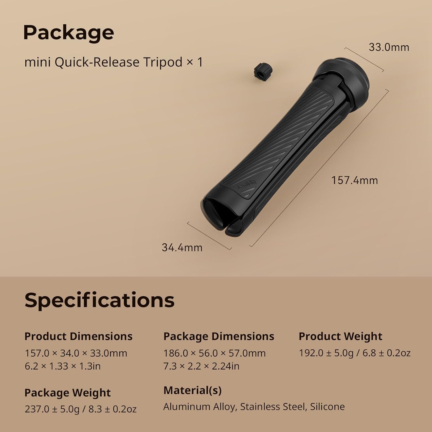 SmallRig Mini Tripod, Mini Quick Release Tripod, Universally Compatible with 1/4"-20 Screw Mount for Stabilizers, Camera, Cage - 4117