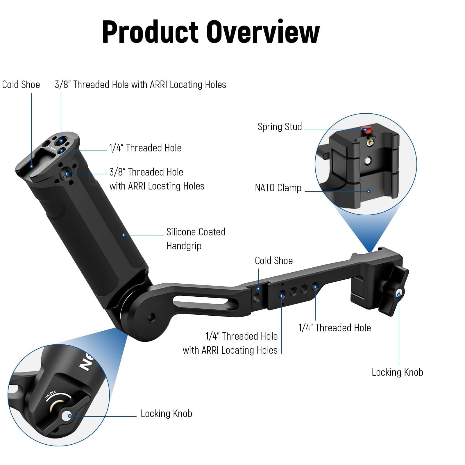 NEEWER Adjustable Sling Handle Grip Compatible with DJI Ronin RS4 RS3 Mini RS 3 Pro RS 2 RSC 2 Gimbal Stabilizer for Low Angle Shot, Max Load 13.2lb, ST49