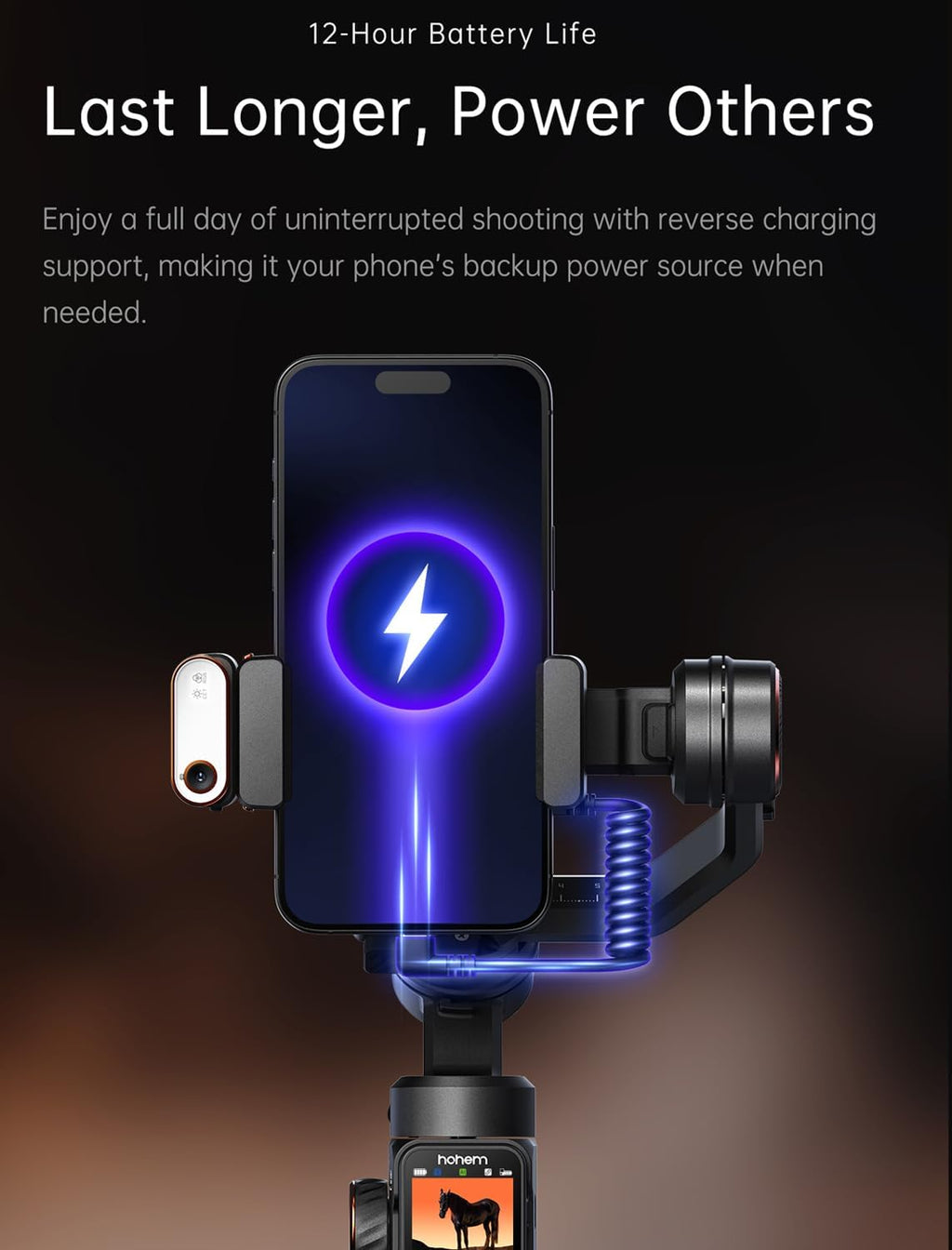 hohem iSteady M7 Gimbal Stabilizer for iPhone, 3-Axis Smartphone Gimbal with Magnetic AI Tracker Fill Light, Detachable Touchscreen Remote Controller, Built-in Extension Rod, 500g Payload