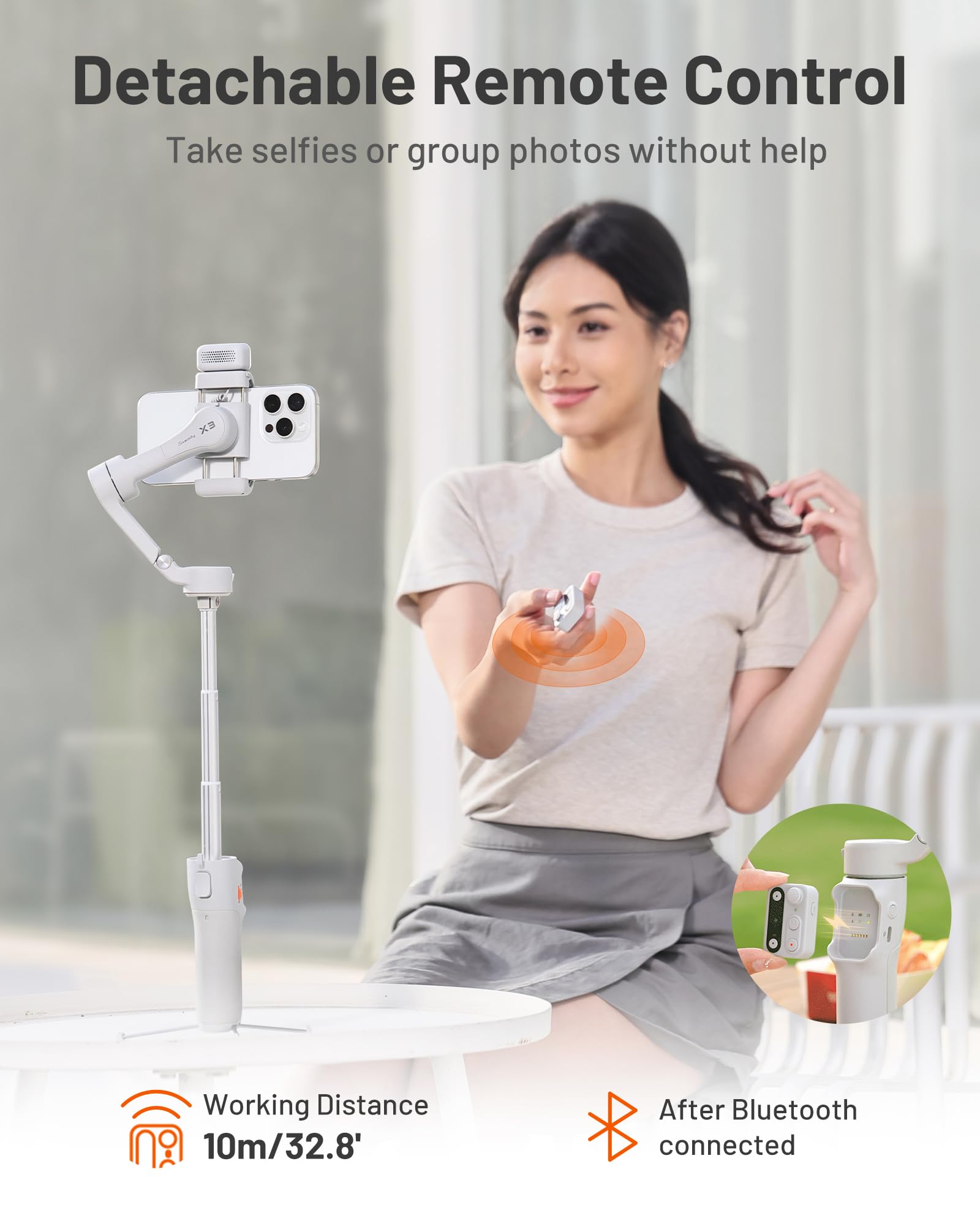 Hohem iSteady X3 Gimbal Stabilizer for iPhone, Foldable Phone Gimbal Object Tracking, Remote Control, 3-Axis Phone Stabilizer Built-in Extendable Rod & Tripod, Fill Light for Video Recording, YouTube