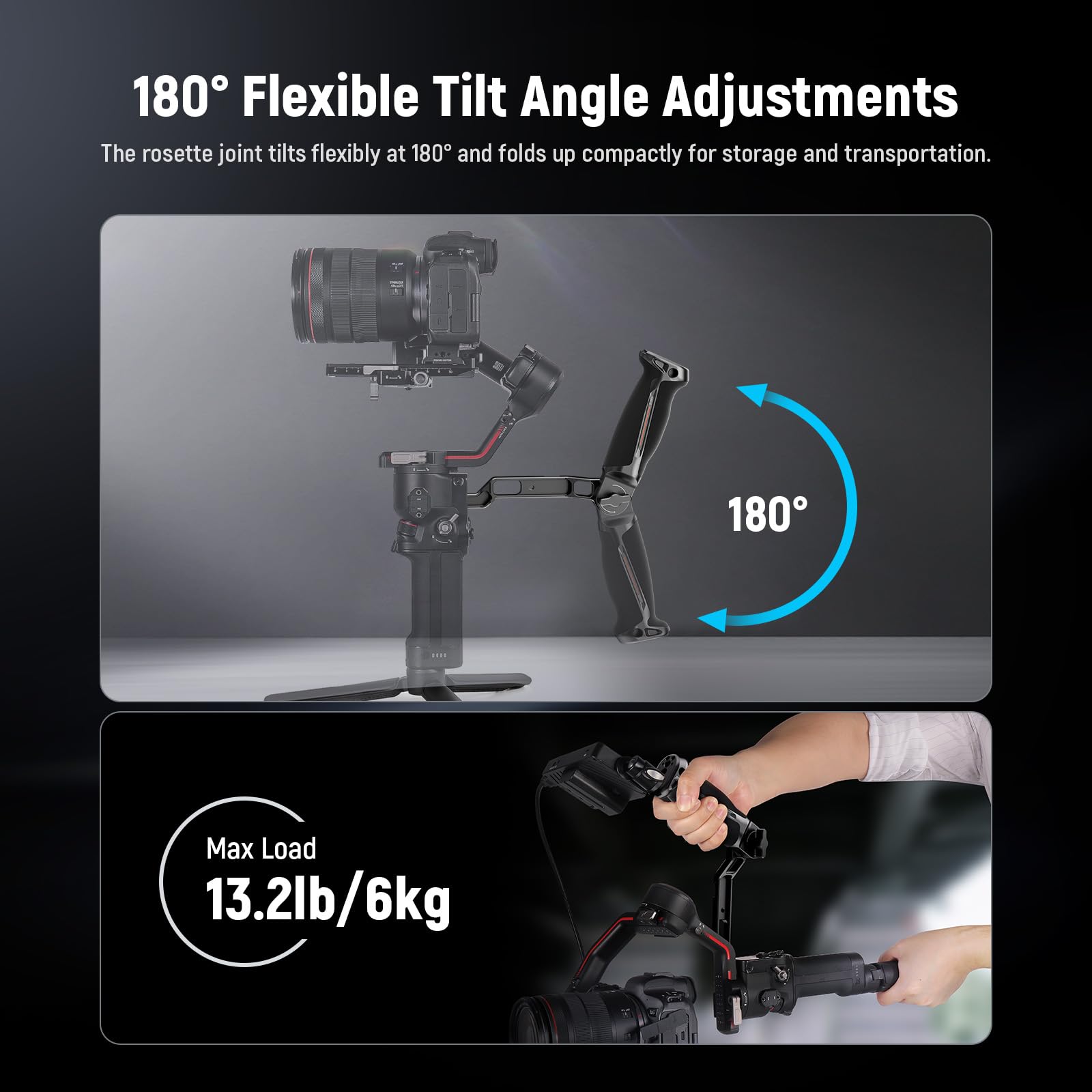 NEEWER Adjustable Sling Handle Grip Compatible with DJI Ronin RS4 RS3 Mini RS 3 Pro RS 2 RSC 2 Gimbal Stabilizer for Low Angle Shot, Max Load 13.2lb, ST49