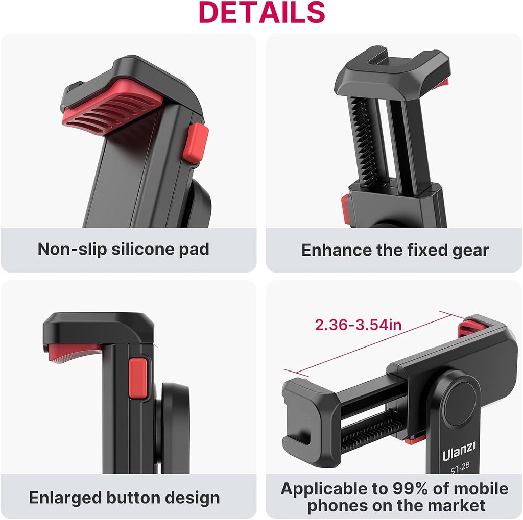 Phone Tripod Mount Holder for iPhone - ULANZI ST-06S Camera Hot 2 Cold Shoe Phone Mount Compatible for iPhone Android Sony Canon DJI Ronin S/SC Zhiyun Gimbals