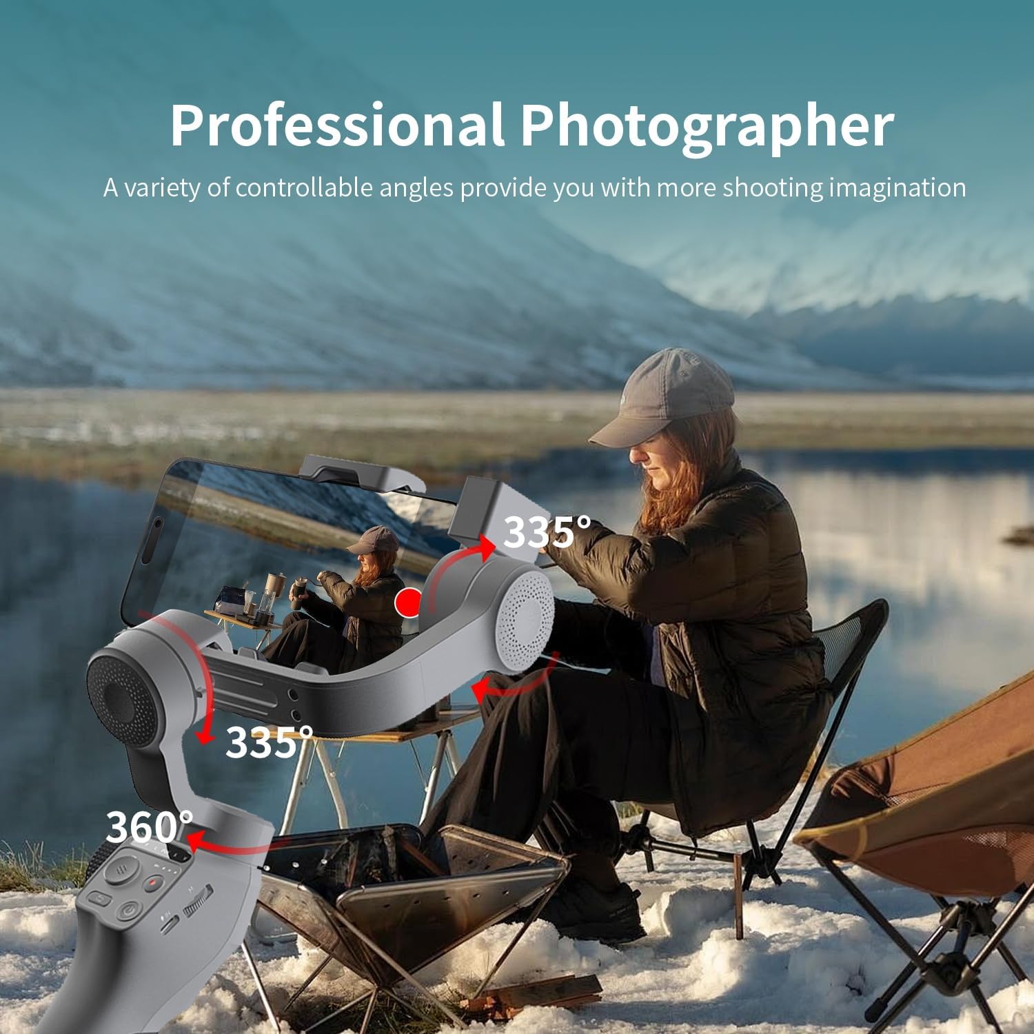 TOALLIN Gimbal Stabilizer for Smartphone, 3-Axis Phone Gimbal with AI Tracking, Gesture Control, Long Battery Life Stabilizer for iPhone & Android, Video Recording, Streaming, Travel Vlogging