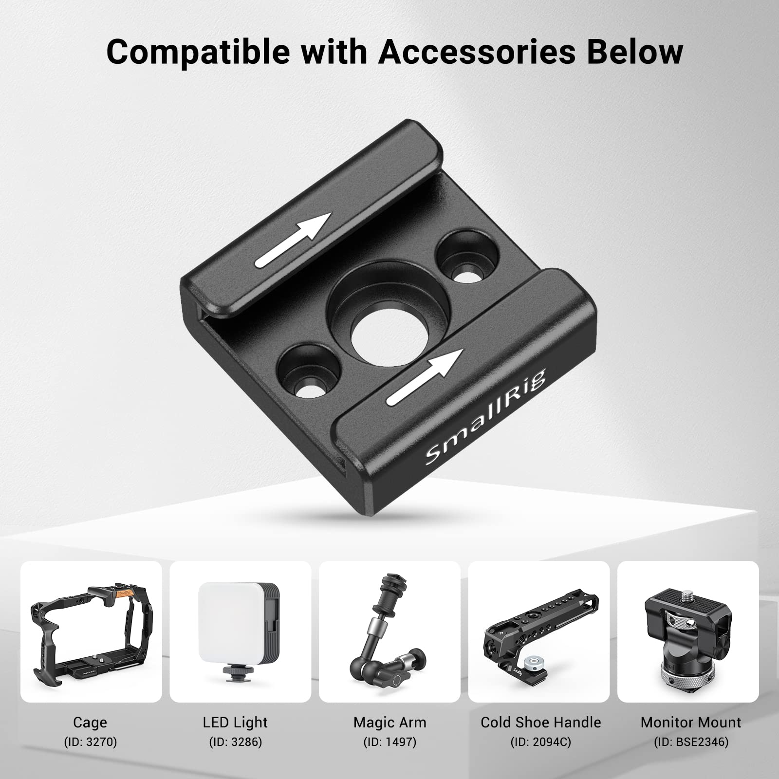 SmallRig Cold Shoe Mount (2pcs Pack) with 1/4"-20 Thread for Camera Cage Flash LED Monitor Microphone - 2060
