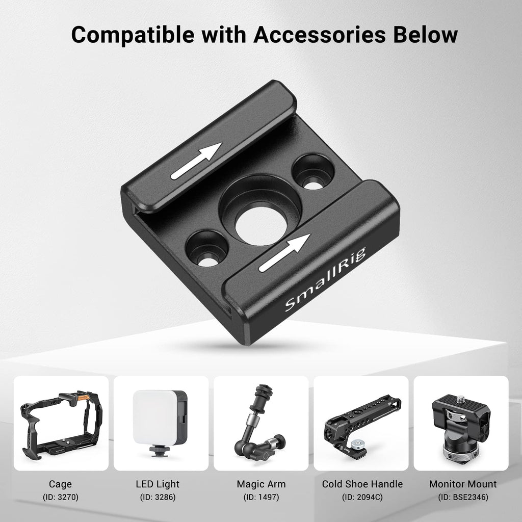 SmallRig Cold Shoe Mount (2pcs Pack) with 1/4"-20 Thread for Camera Cage Flash LED Monitor Microphone - 2060
