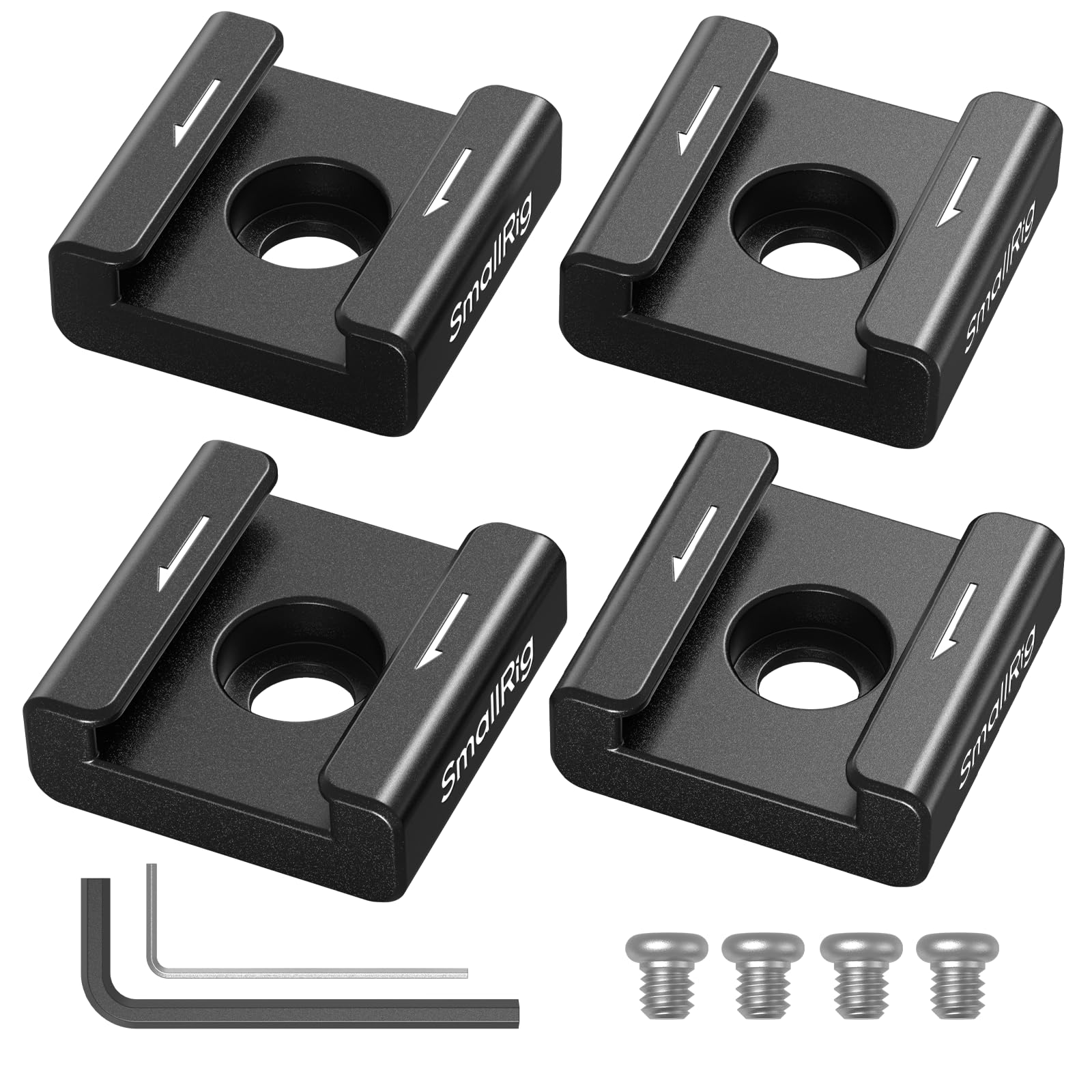 SmallRig Anti-Twist Cold Shoe Mount Adapter (2pcs) with 1/4"-20 Screws, for Flash LED Light Monitor Microphone, with Anti Twist Pins, Compatible with SmallRig Cage - 5032