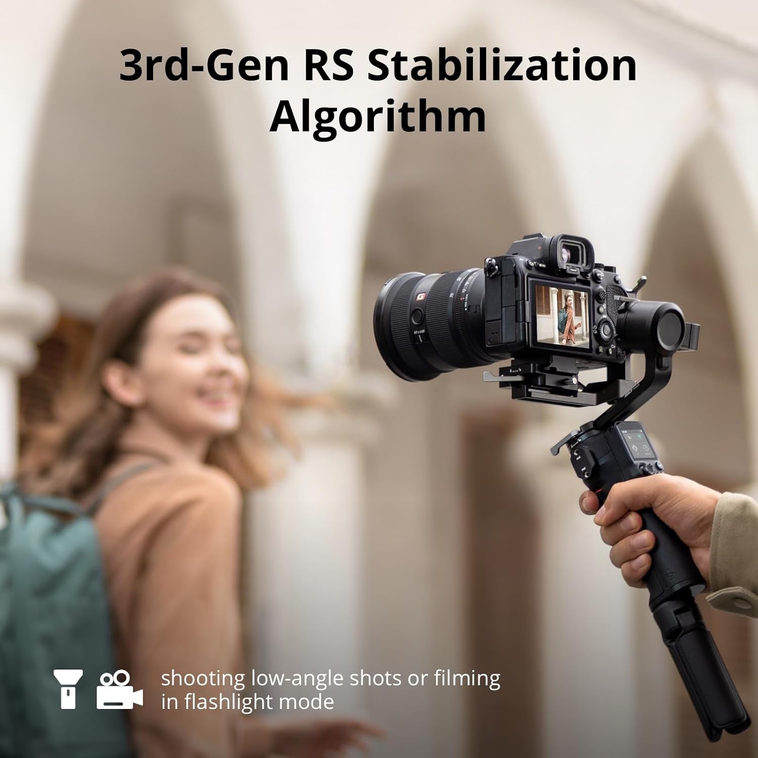 DJI RS 3 Mini, 3-Axis Gimbal Stabilizer for Cameras Canon/Sony/Panasonic/Nikon/Fujifilm, 2 kg (4.4 lbs) Tested Payload, Camera Stabilizer, Camera Gimbal with Native Vertical Shooting