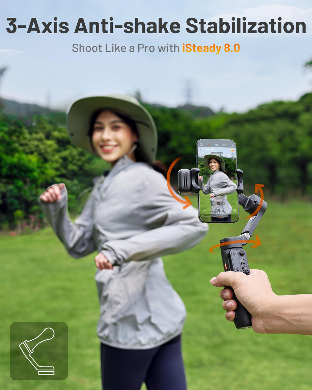 Hohem iSteady X3 Gimbal Stabilizer for iPhone, Foldable Phone Gimbal Object Tracking, Remote Control, 3-Axis Phone Stabilizer Built-in Extendable Rod & Tripod, Fill Light for Video Recording, YouTube