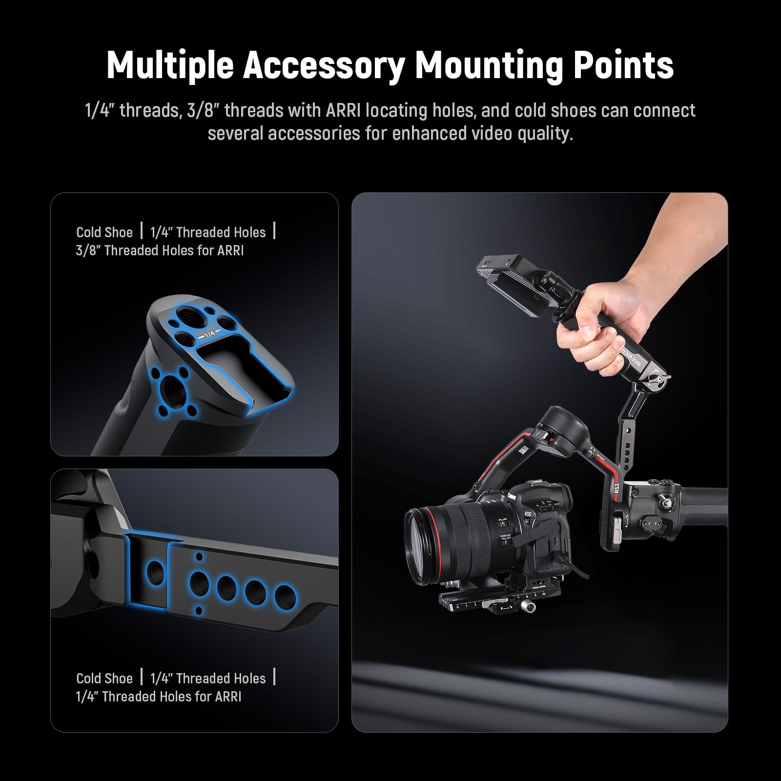 NEEWER Adjustable Sling Handle Grip Compatible with DJI Ronin RS4 RS3 Mini RS 3 Pro RS 2 RSC 2 Gimbal Stabilizer for Low Angle Shot, Max Load 13.2lb, ST49