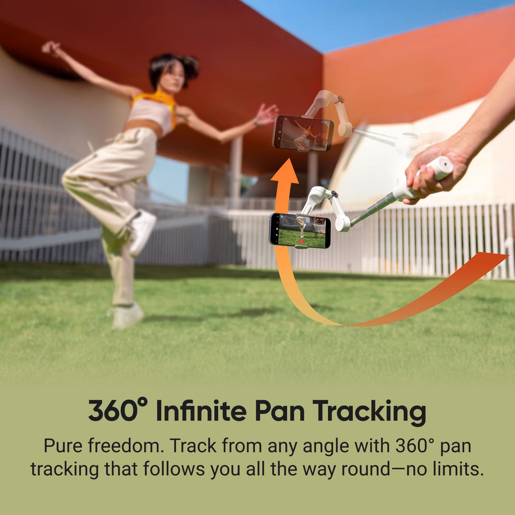 Insta360 Flow 2 Pro Grey - Foldable AI Phone Gimbal, Track in 200+ Apps with Apple DockKit, Multi-Person Tracking, 360º Pan Tracking, Built-in Tripod/Selfie Stick, iPhone/Android Portable Stabilizer