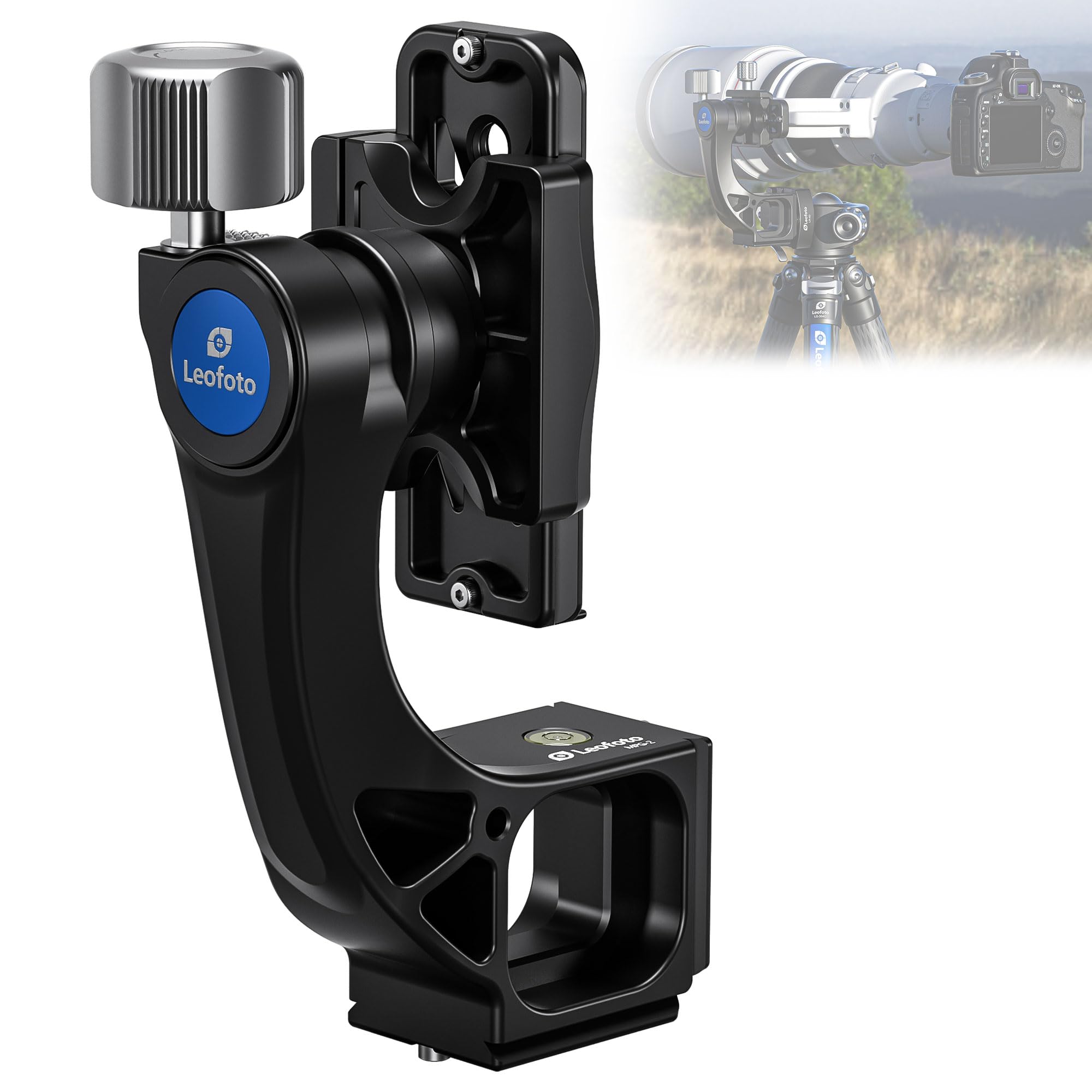 Leofoto Gimbal Tripod Head, Aluminum Alloy Monopod Head Panoramic Tilt Quick Release Quick Release Buckle Conversion Head Accessories for DSLR/Camcorders, 3/8" Thread, Max Load 10KG/22.05lb (MPG-01)