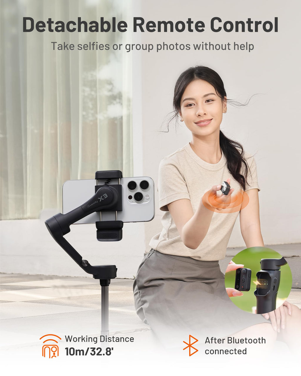 Hohem iSteady X3 Gimbal Stabilizer for iPhone, Foldable Phone Gimbal Object Tracking, Remote Control, 3-Axis Phone Stabilizer Built-in Extendable Rod & Tripod, Fill Light for Video Recording, YouTube