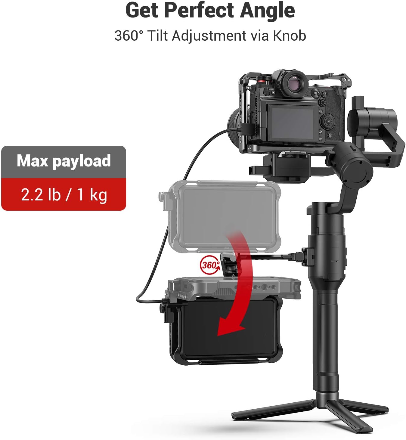 SMALLRIG Adjustable Camera Monitor Mount for DJI Ronin-S/Ronin-SC & ZHIYUN Crane 2S/Crane 3/3S/WEEBILL-S & MOZA AirCross 2 Gimbals - 2889