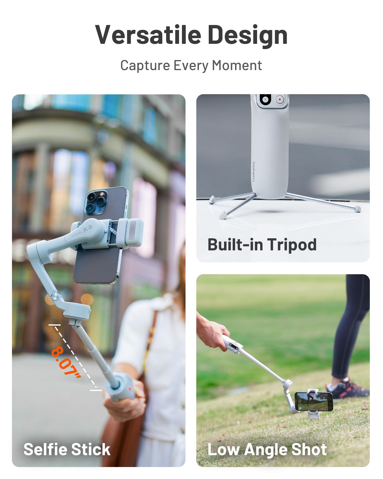 Hohem iSteady X3 Gimbal Stabilizer for iPhone, Foldable Phone Gimbal Object Tracking, Remote Control, 3-Axis Phone Stabilizer Built-in Extendable Rod & Tripod, Fill Light for Video Recording, YouTube