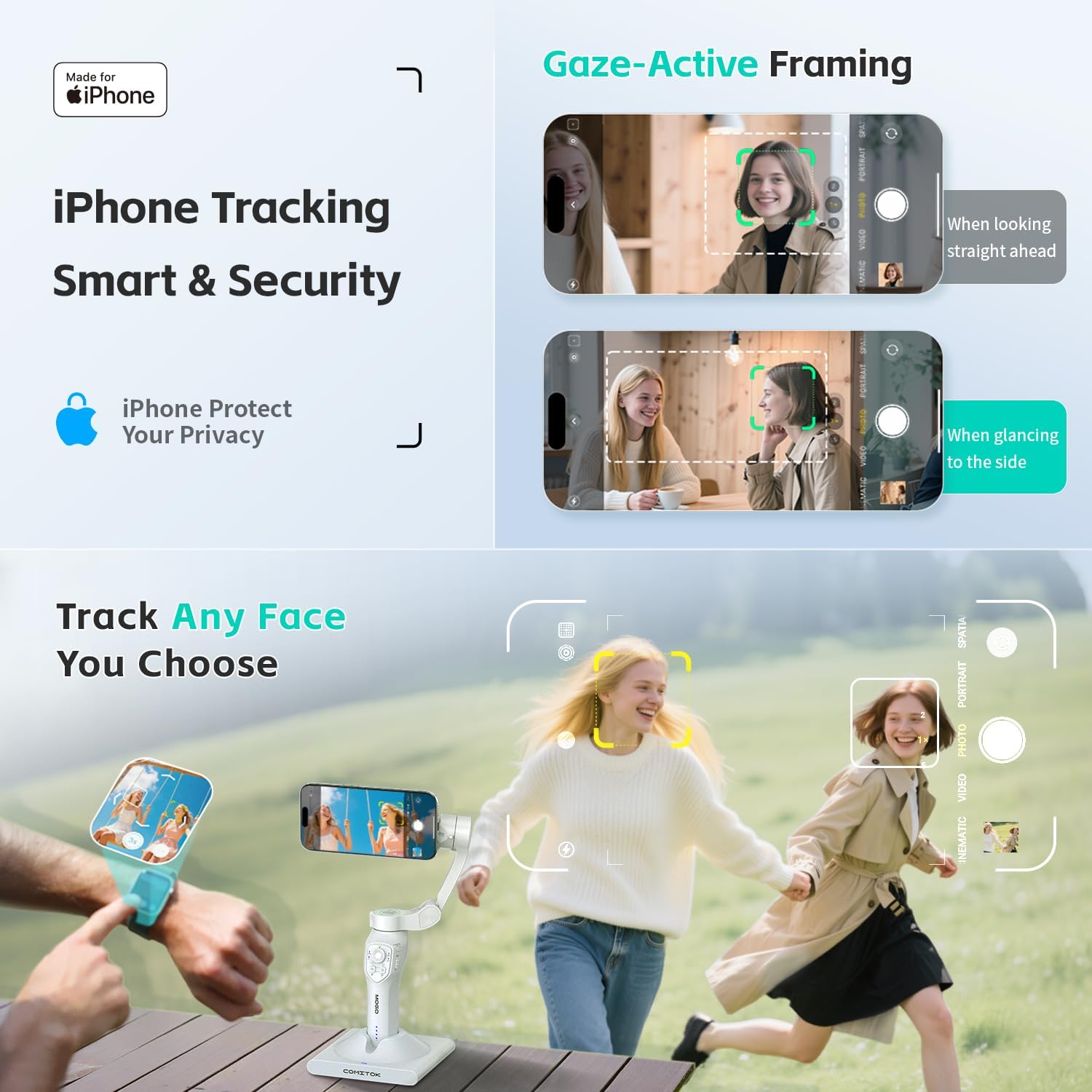 Only for iPhone, MOGO [Apple MFi Certified] Gimbal Stabilizer for iPhone Stabilizer for Video Recording and Control Native Camera by Remote Control and Apple Watch, OTA Upgrade Supported