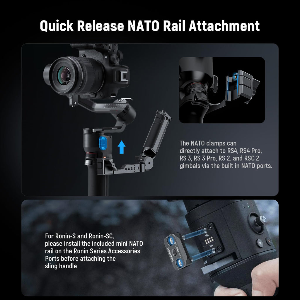 NEEWER Adjustable Sling Handle Grip Compatible with DJI Ronin RS4 RS3 Mini RS 3 Pro RS 2 RSC 2 Gimbal Stabilizer for Low Angle Shot, Max Load 13.2lb, ST49