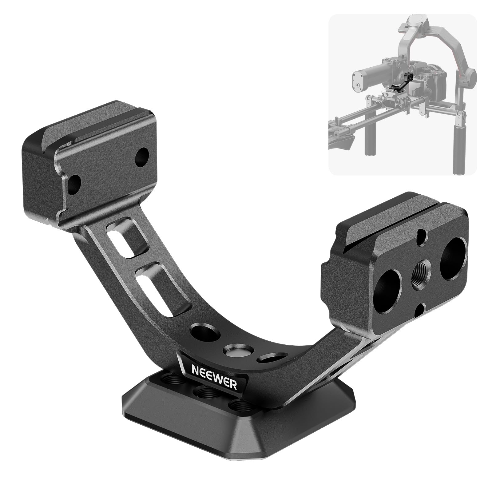 NEEWER Dual Handgrip Compatible with DJI RS4 RS4 Pro RS3 RS3 Pro RS2 RSC2 Ronin S SC Gimbal, Dual Handle Kit with 2 Mini NATO Rails, Quick Release NATO Clamps, 1/4" & 3/8" Threads, GA006