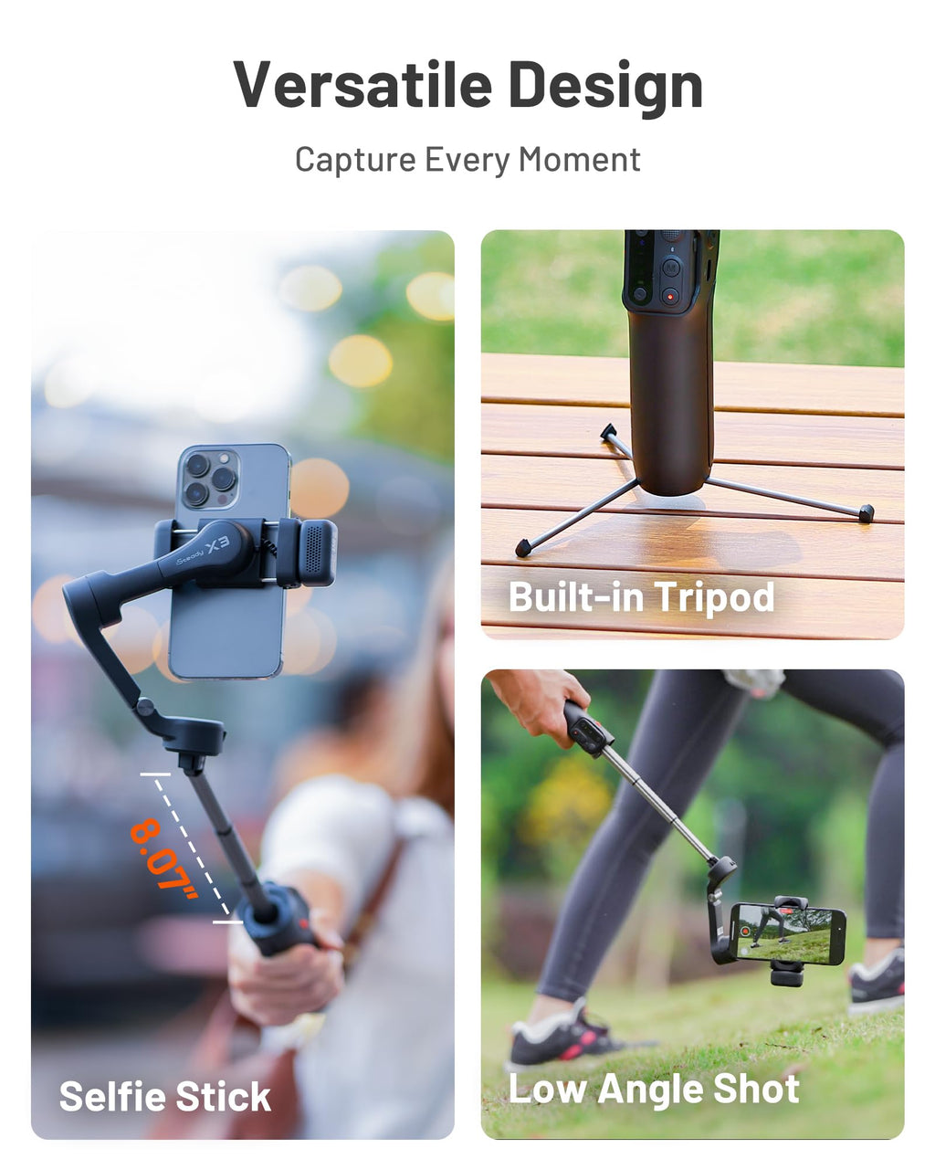 Hohem iSteady X3 Gimbal Stabilizer for iPhone, Foldable Phone Gimbal Object Tracking, Remote Control, 3-Axis Phone Stabilizer Built-in Extendable Rod & Tripod, Fill Light for Video Recording, YouTube
