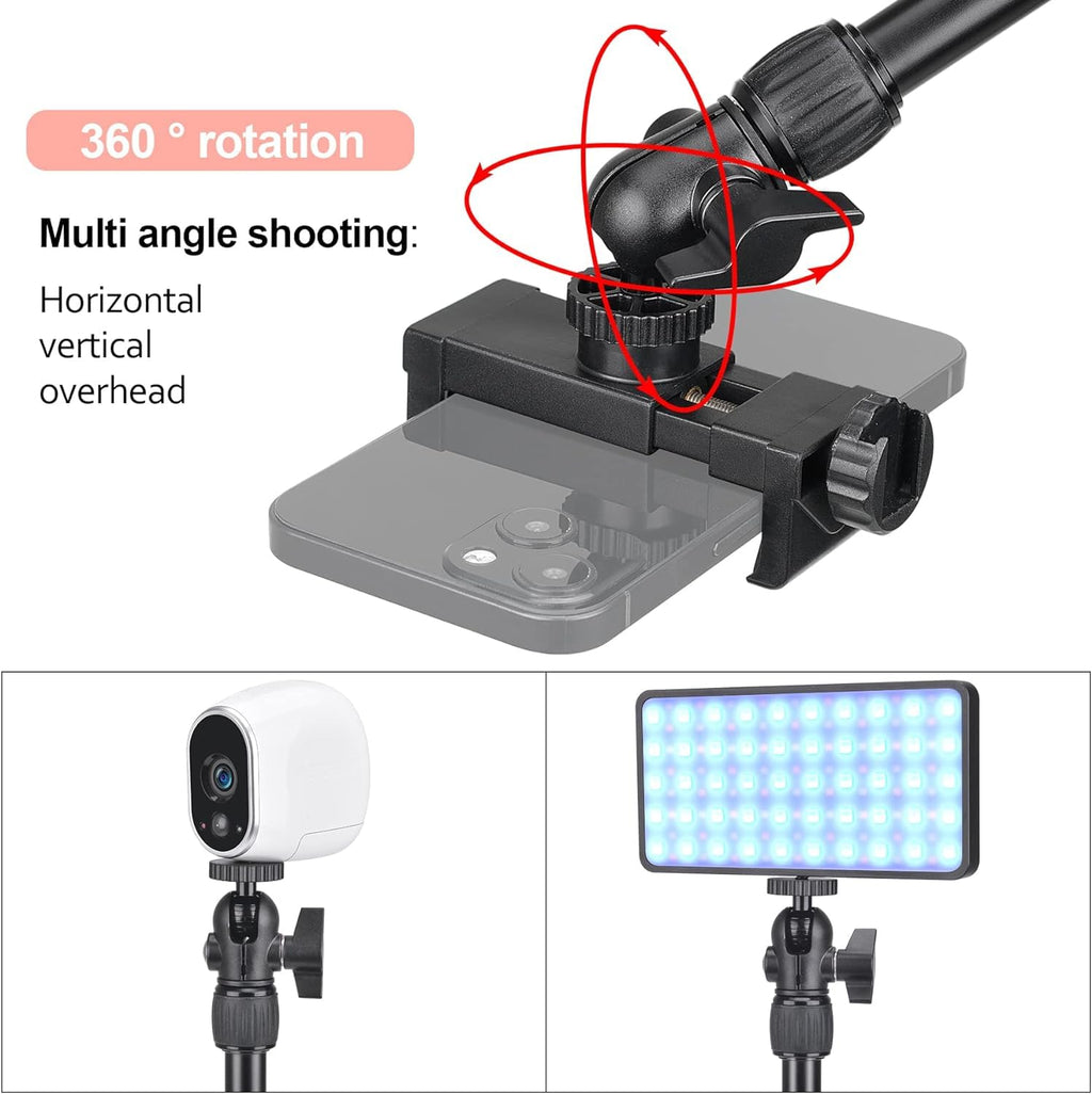 2in1 Ergonomic Portable Action Camera+Smartphone SYN Hand Grip Stabilizer Combo Mount Video Vlogging Rig Holder Kit for GoPro iPhone Interview Travel YouTube Tiktok Streaming-Mic+Light Adapter