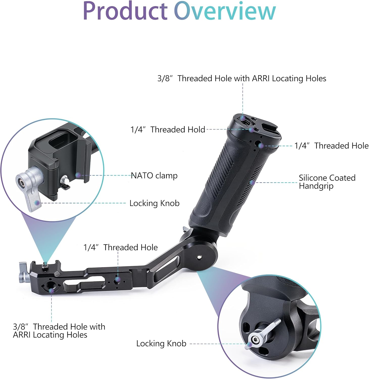 Zeadio Gimbal Sling Handgrip Handle Compatible with DJI RS 2 RSC 2 RS 3 RS 3 Pro Stabilizer, 17.6lb/8kg Load, Ideal for Low Angle Shots