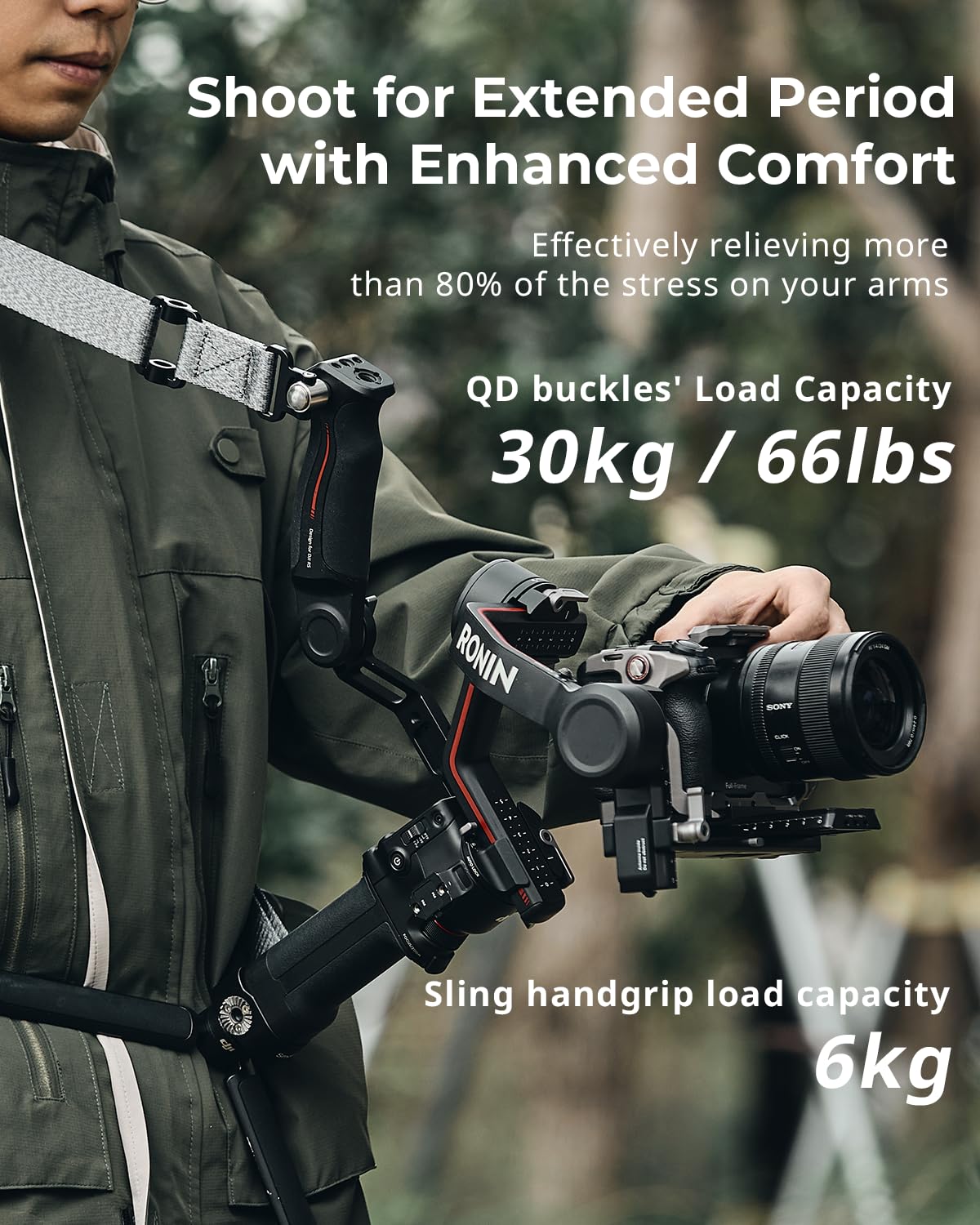 SmallRig Adjustable Sling Handgrip Gimbal Sling Handle for DJI RS 4 Mini, RS 4, RS 4 Pro, RS 3 Mini, RS 3, RS 3 Pro, RS 2, RSC 2 Stabilizer, 13.2lb Load, Ergonomic Grip for Low Angle Shots