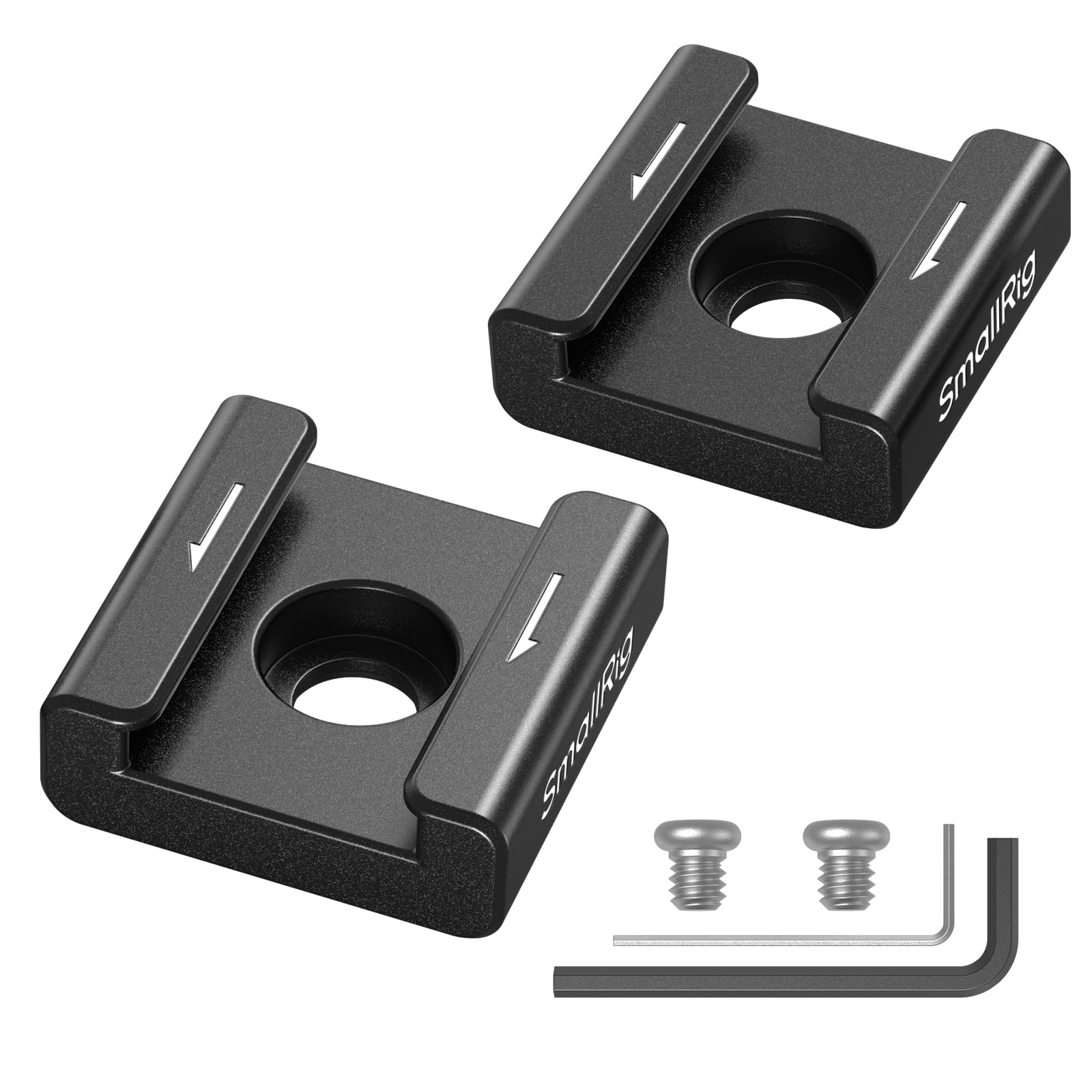 SmallRig Anti-Twist Cold Shoe Mount Adapter (2pcs) with 1/4"-20 Screws, for Flash LED Light Monitor Microphone, with Anti Twist Pins, Compatible with SmallRig Cage - 5032