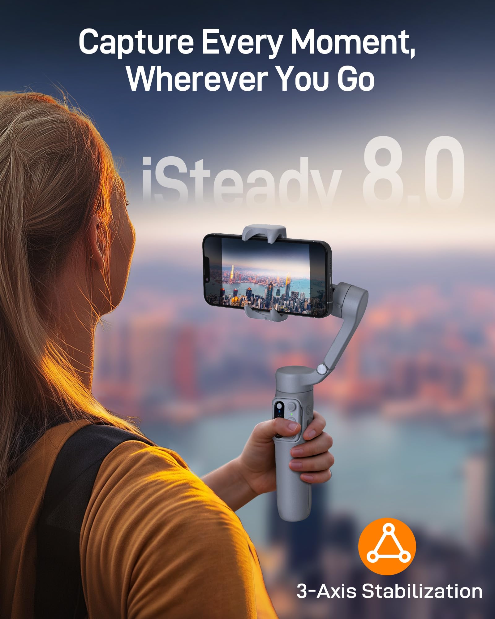hohem iSteady X3 SE Gimbal Stabilizer for iPhone, Phone Stabilizer with Detachable Remote Control, Portable Foldable 3-Axis Phone Gimbal for Android & iPhone 16 15 Pro Max, Ideal for Travel Vlogging