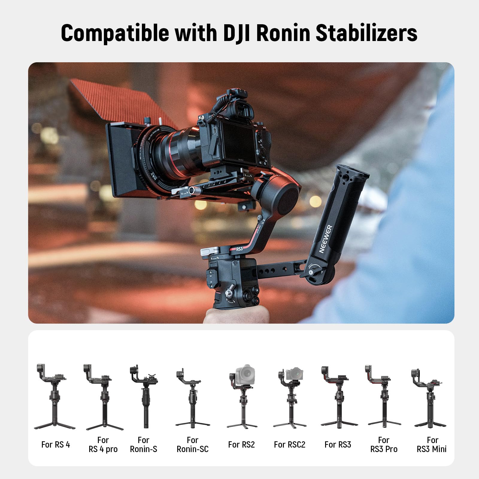 NEEWER Adjustable Sling Handle Grip Compatible with DJI Ronin RS4 RS3 Mini RS 3 Pro RS 2 RSC 2 Gimbal Stabilizer for Low Angle Shot, Max Load 13.2lb, ST49