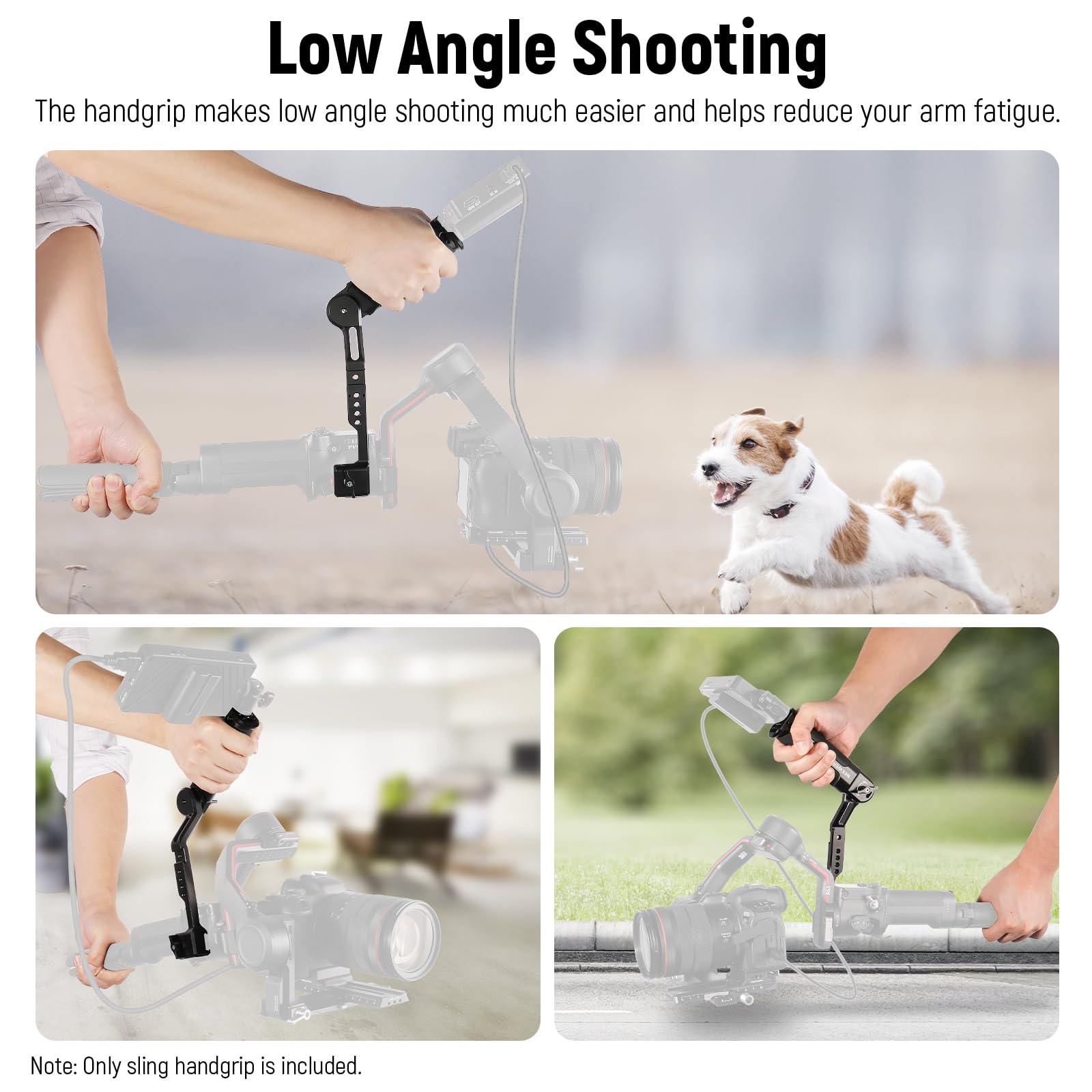 NEEWER Adjustable Sling Handle Grip Compatible with DJI Ronin RS4 RS3 Mini RS 3 Pro RS 2 RSC 2 Gimbal Stabilizer for Low Angle Shot, Max Load 13.2lb, ST49