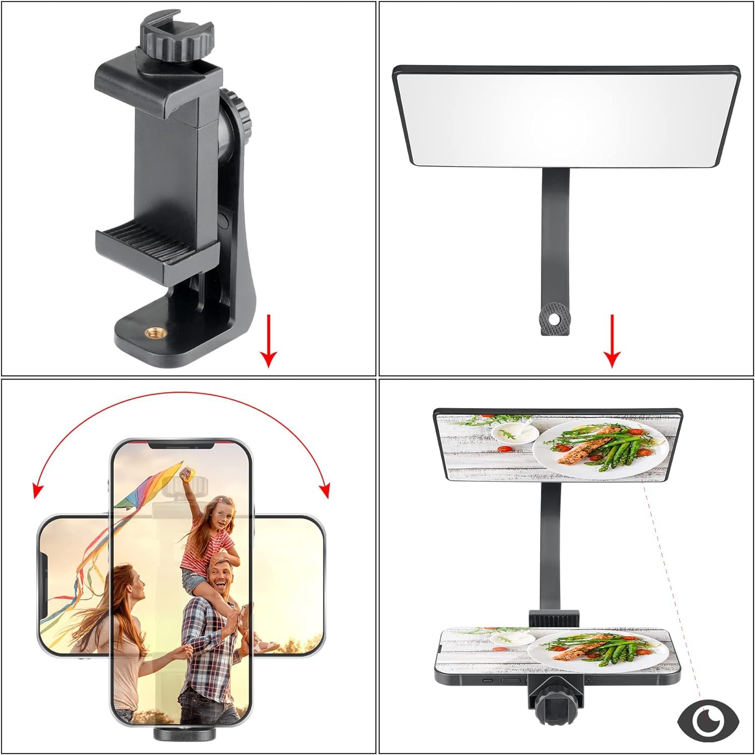 2in1 Ergonomic Portable Action Camera+Smartphone SYN Hand Grip Stabilizer Combo Mount Video Vlogging Rig Holder Kit for GoPro iPhone Interview Travel YouTube Tiktok Streaming-Mic+Light Adapter