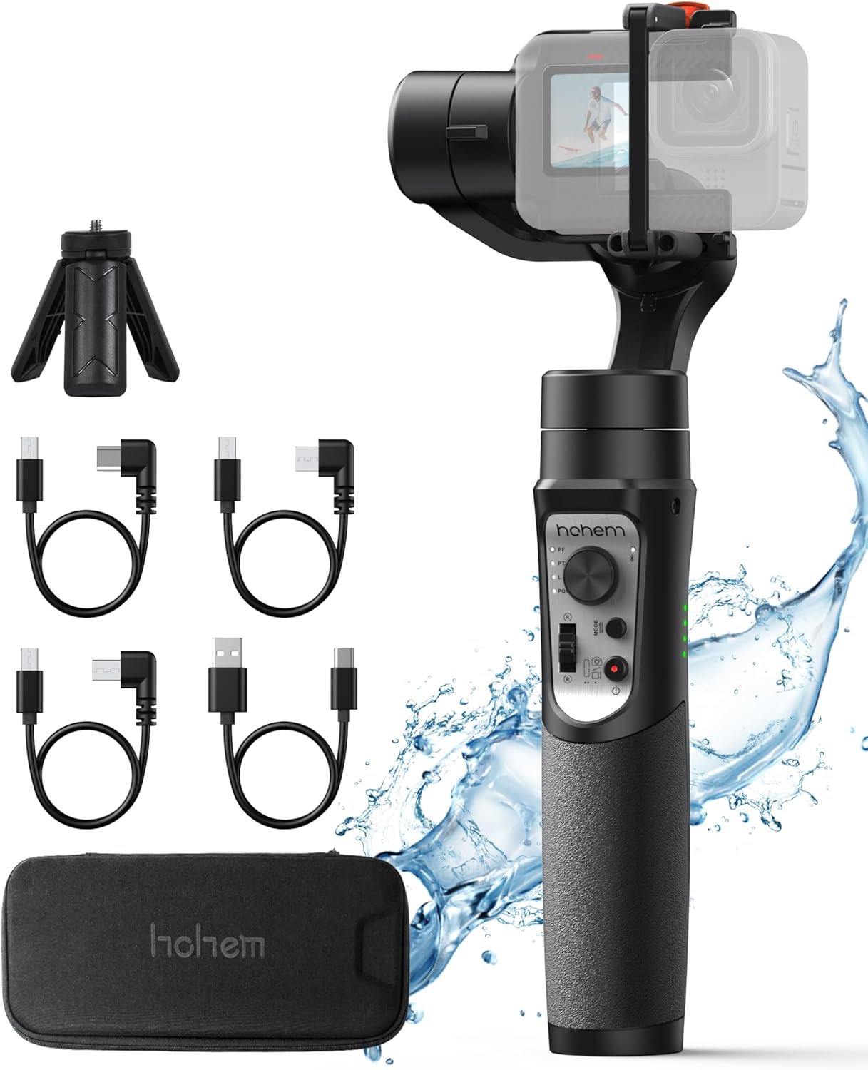 Hohem iSteady Pro 4 3 Axis Gimbal Stabilizer for Gopro Hero 13/12/11/10/9, Bluetooth Control, IPX4 Splashproof, Camera Stabilizer for Video Recording, Compatible with Osmo Camera, Insta360