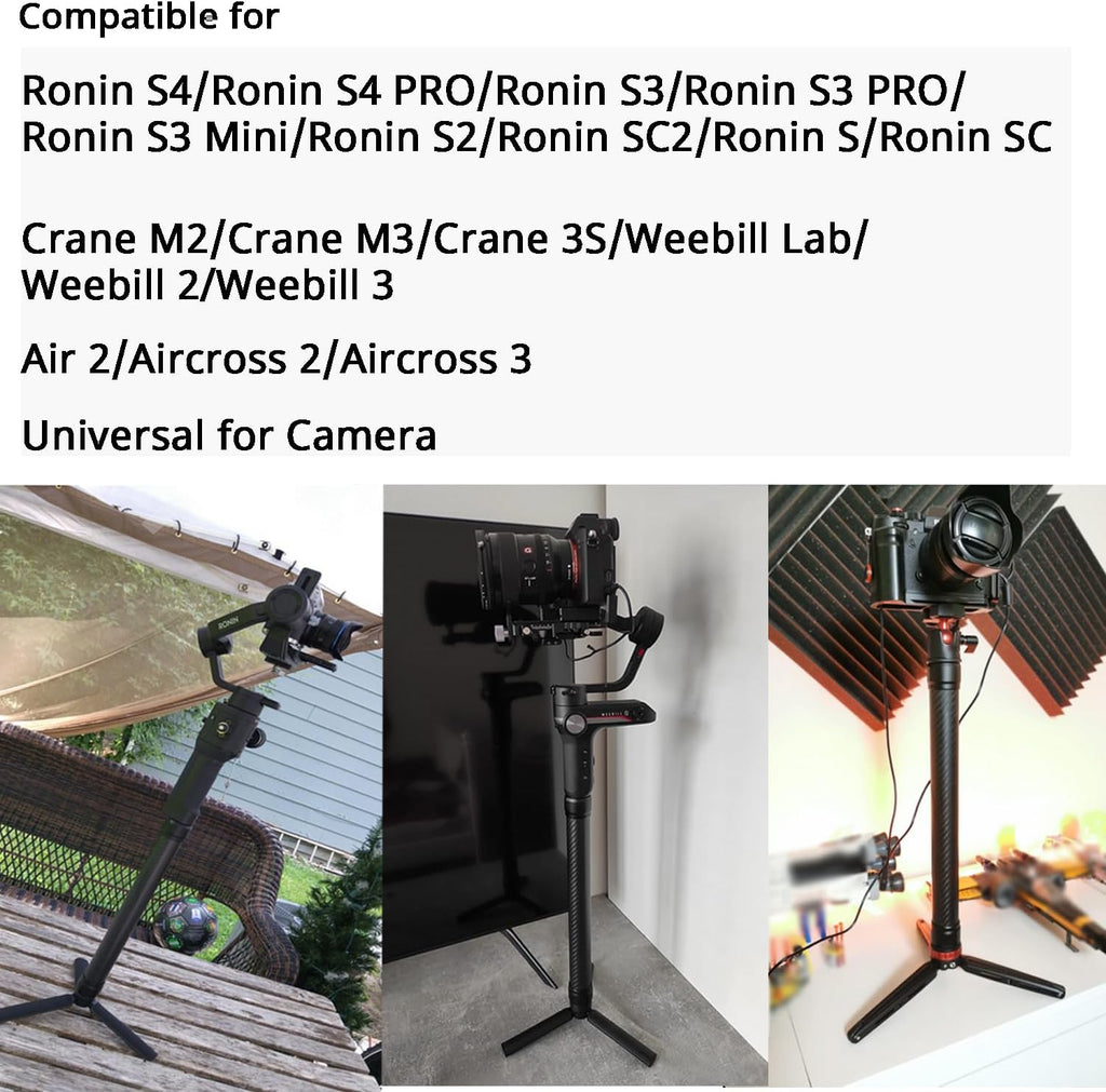 Professional Carbon Fiber Extension Monopod Pole Stick Rod 1/4'' Compatible for DJI RS4/RS4 PRO/RS3 Mini/RS3/RS3 PRO/RS2/RSC2/Ronin S/Ronin SC/Zhiyun Crane 2 Crane 3 Weebill Gimbal Stabilizer