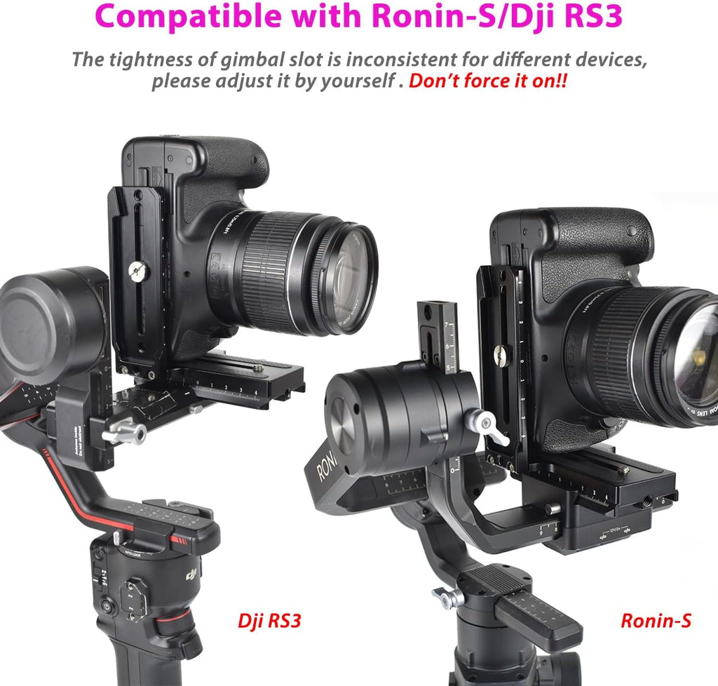 L Bracket Vertical Mount Quick Release Plate for DJI Ronin RSC2 / RS2/ RS3 / S, Zhiyun Weebill S Gimbal, DSLR Camera, Tripod, Monopod