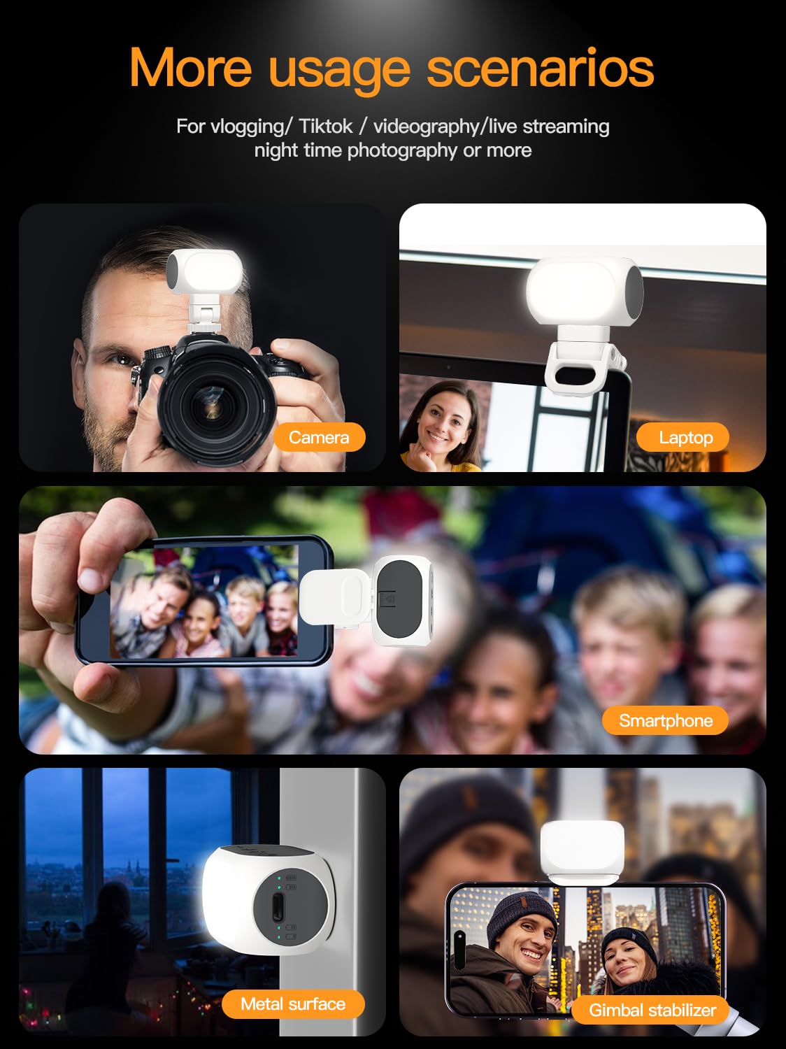 Magnetic Light for DJI Gimbal Small Video Light for Gimbal - USB-C Rechargeable, 3 Modes, 10 Brightness Levels, Compact DJI Light Attachment