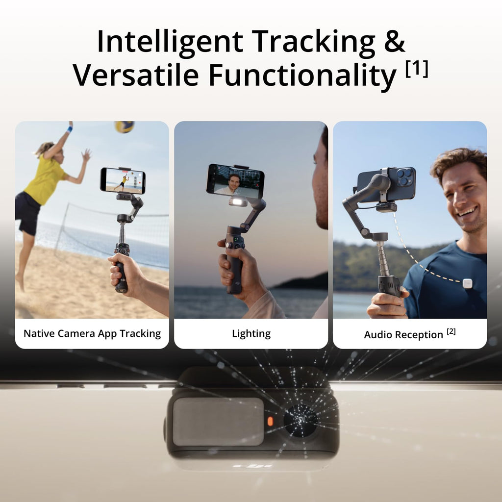 DJI Osmo Mobile 7 Gimbal Stabilizer for iPhone, Android, Built-in Tripod, Ultra-Light, Comfortable Grip, 3-Axis Phone Gimbal, ActiveTrack 7.0, ShotGuides, One-Tap Edit, 10hrs Use, Phone Charging