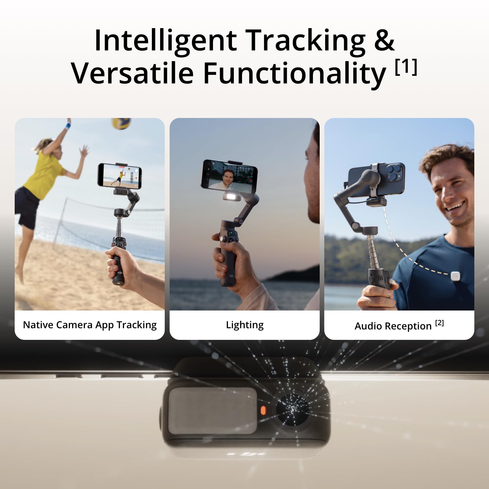 DJI Osmo Mobile 7 Gimbal Stabilizer for iPhone, Android, Built-in Tripod, Ultra-Light, Comfortable Grip, 3-Axis Phone Gimbal, ActiveTrack 7.0, ShotGuides, One-Tap Edit, 10hrs Use, Phone Charging